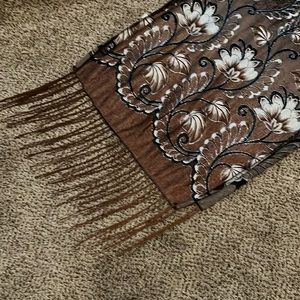 Brown Floral Sparkly Shawl